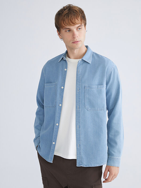 XSIDE Regular Fit Uzun Kollu Erkek Jean Gömlek