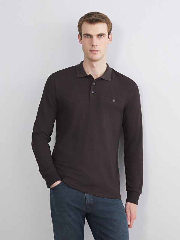 LCWAIKIKI Classic Polo Yaka Uzun Kollu Erkek Sweatshirt