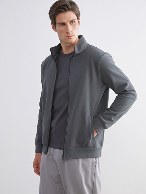 LCWAIKIKI Classic Funnel Neck Long Sleeve Men's Zip-Up Sweatshirt