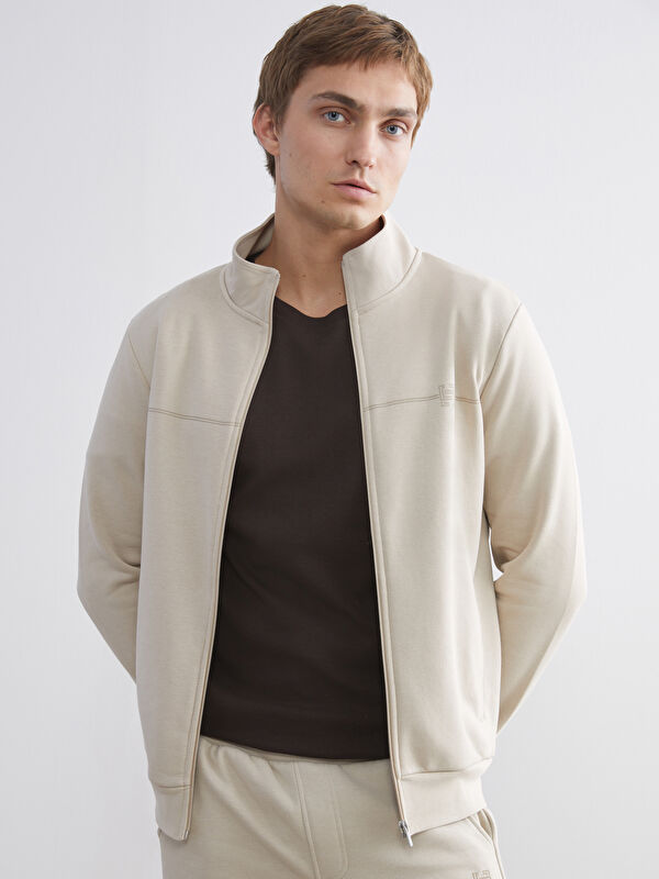 LCWAIKIKI Classic Funnel Neck Long Sleeve Men's Zip-Up Sweatshirt