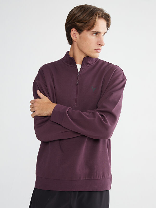 XSIDE ACTIVE Mürdüm Dik Yaka Erkek Sweatshirt - W54535Z8-1AC | LCW