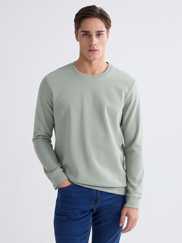 LCWAIKIKI Basic Bisiklet Yaka Erkek Kalın Sweatshirt