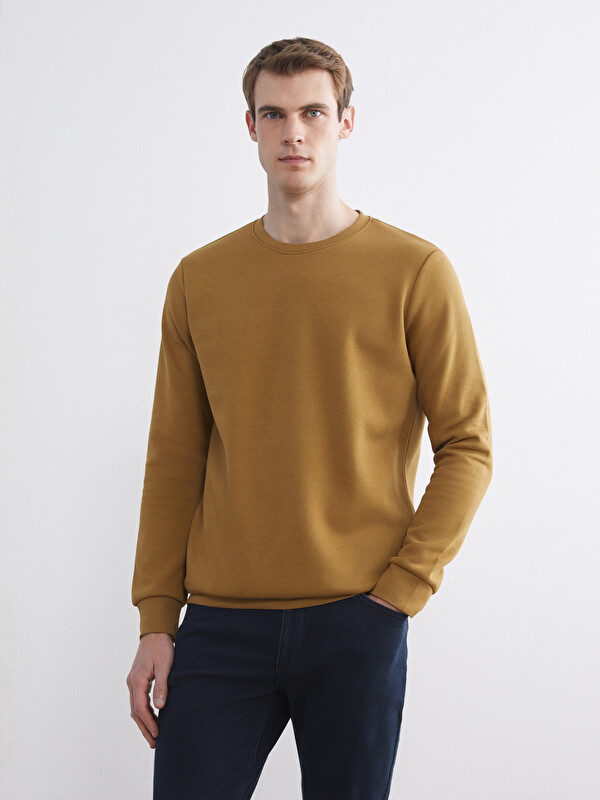 LCWAIKIKI Basic Bisiklet Yaka Erkek Kalın Sweatshirt
