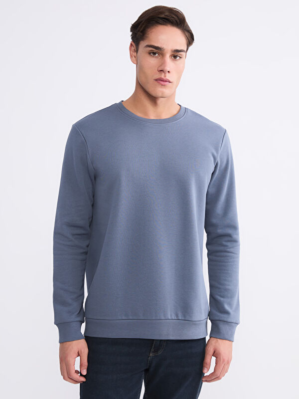 LCWAIKIKI Basic Bisiklet Yaka Erkek Kalın Sweatshirt