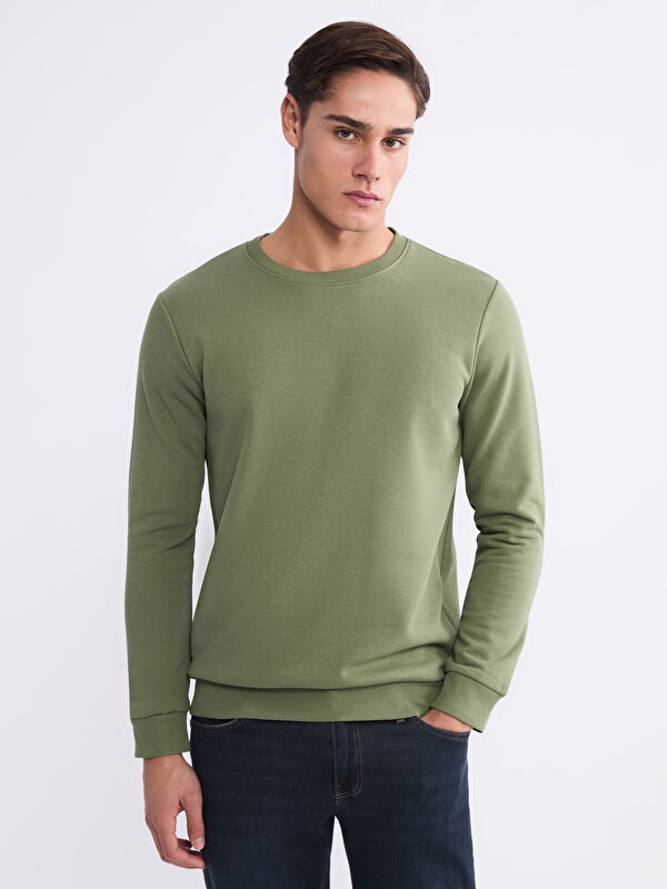 LCWAIKIKI Basic Bisiklet Yaka Erkek Kalın Sweatshirt