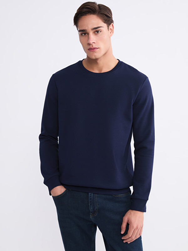 LCWAIKIKI Basic Bisiklet Yaka Erkek Kalın Sweatshirt