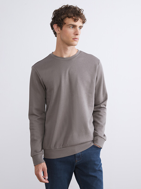 LCWAIKIKI Basic Bisiklet Yaka Erkek Kalın Sweatshirt