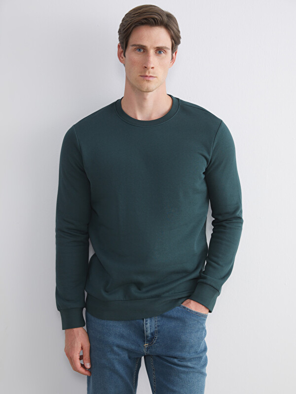 LCWAIKIKI Basic Bisiklet Yaka Erkek Kalın Sweatshirt
