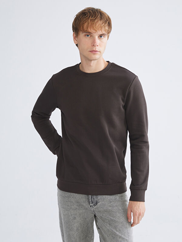 LCWAIKIKI Basic Bisiklet Yaka Erkek Kalın Sweatshirt