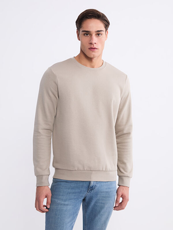 LCWAIKIKI Basic Bisiklet Yaka Erkek Kalın Sweatshirt
