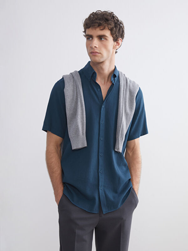 SOUTHBLUE Regular Fit Kısa Kollu Armürlü Erkek Gömlek