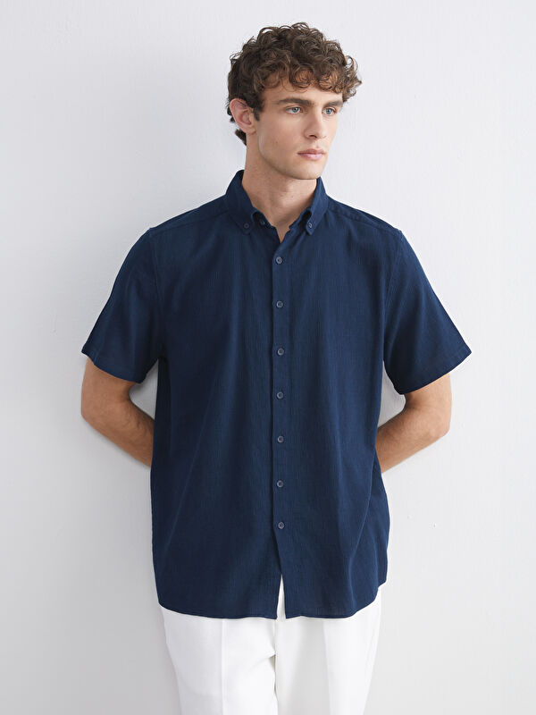 SOUTHBLUE Regular Fit Kısa Kollu Armürlü Erkek Gömlek
