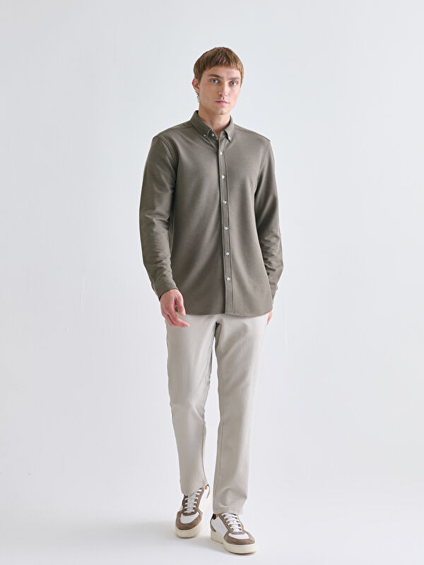 LCW Vision Slim Fit Long Sleeve Men's Textured Shirt