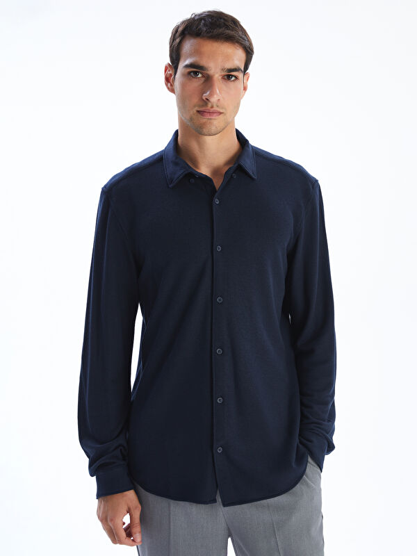 LCW Vision Slim Fit Uzun Kollu Erkek Dokulu Gömlek