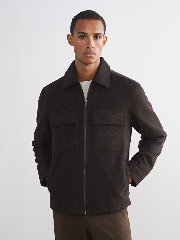 LCW Vision Standart Kalıp Gömlek Yaka Erkek Kaşe Mont
