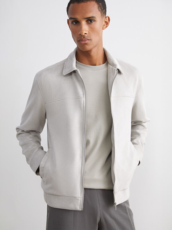 LCW Vision Slim Fit Collared Neck Suede Men's Jacket