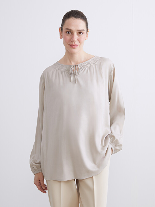 LCW Grace Bluza od mešavine lana sa kragnom na vezanje