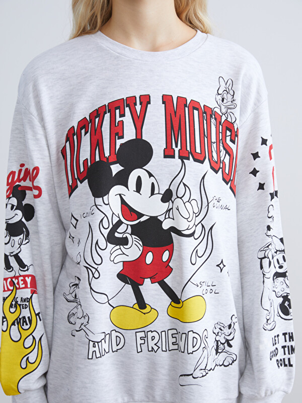 XSIDE Hanorac pentru Femei cu Guler Rotund și Imprimeu Mickey