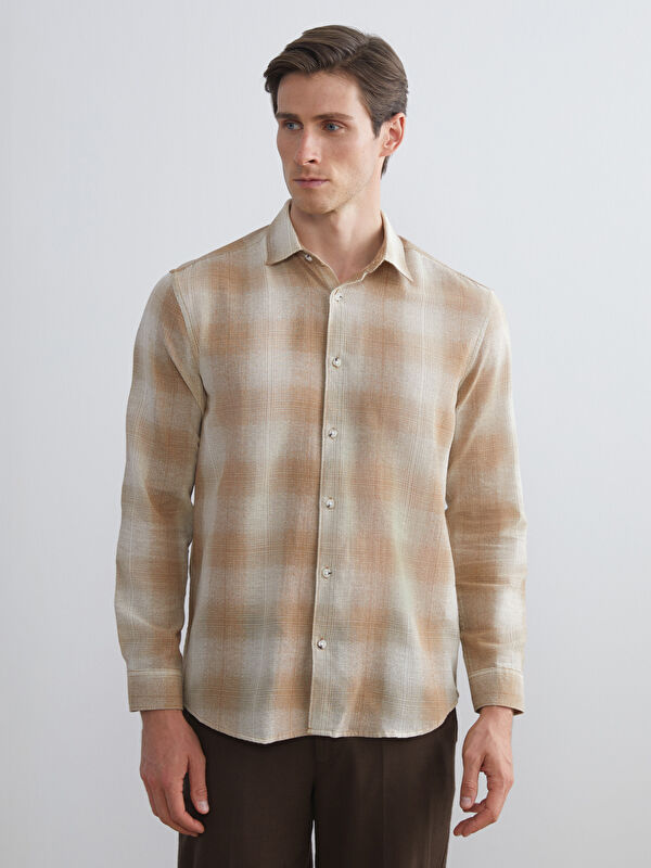 LCW Vision Standard Fit Long Sleeve Plaid Pattern Men's Shirt