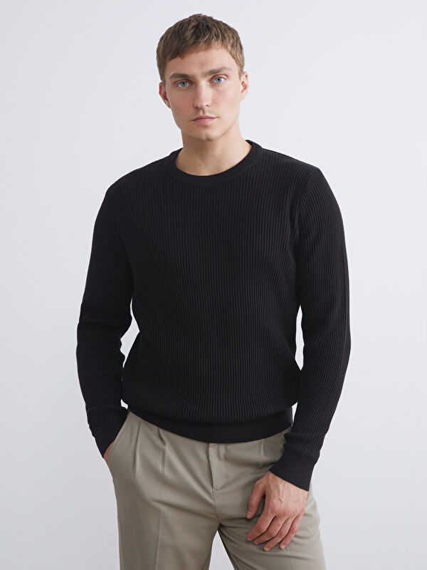 LCW Vision Crew Neck Long Sleeve Men's Tricot Sweater