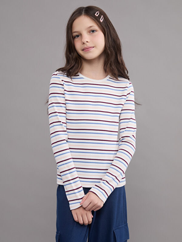 LCW Kids Crew Neck Striped Girls' T-Shirt