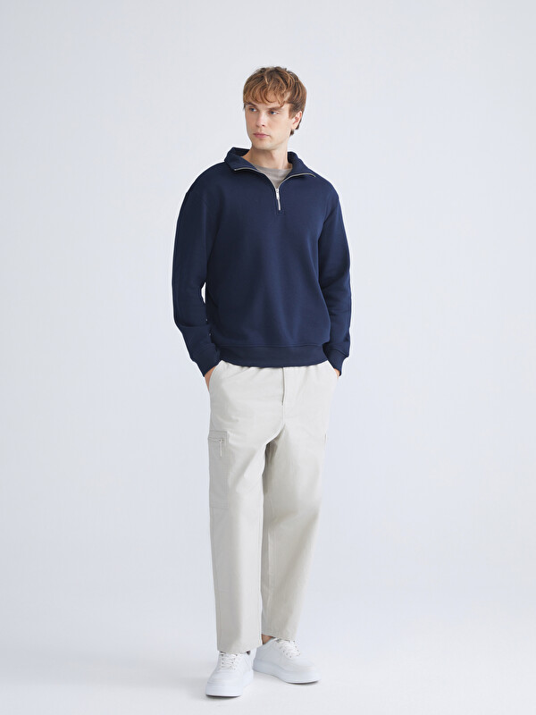 LCW Vision Zippered Funnel Neck Men's Thick Sweatshirt - W55117Z8
