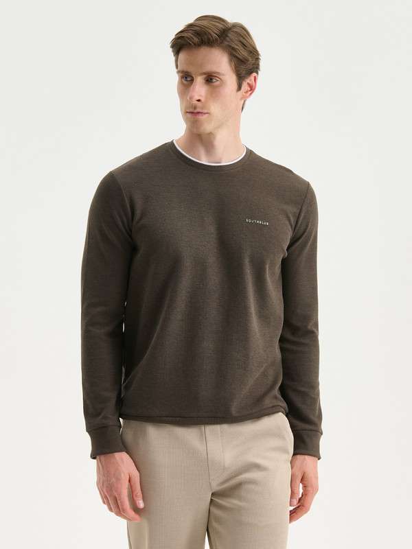SOUTHBLUE Bisiklet Yaka Baskılı Erkek Sweatshirt