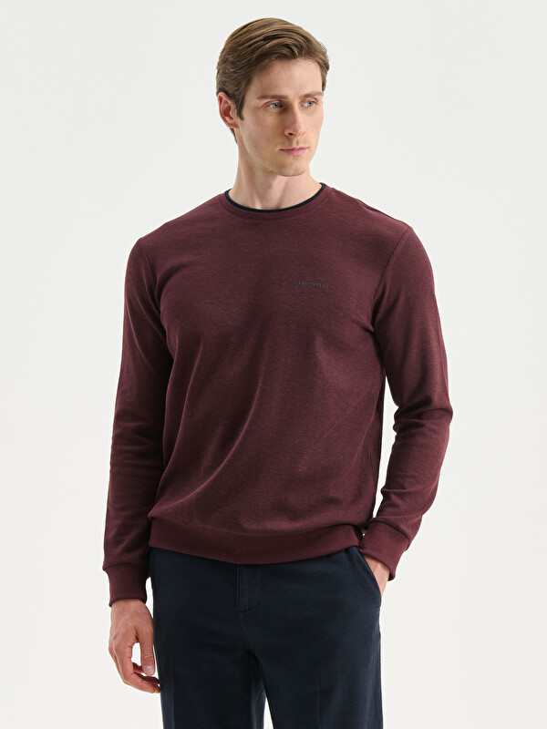 SOUTHBLUE Bisiklet Yaka Baskılı Erkek Sweatshirt