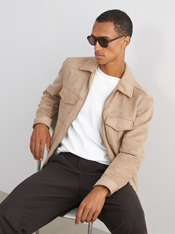 LCW Vision Slim Fit Gömlek Yaka Süet Erkek Ceket