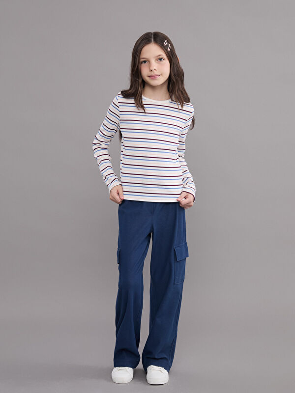 LCW Kids Beli Lastikli Kız Çocuk Kargo Pantolon