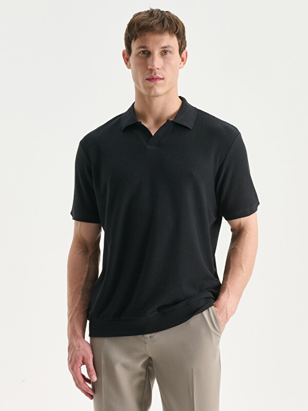LCW Vision Polo Neck Men's Textured T-Shirt
