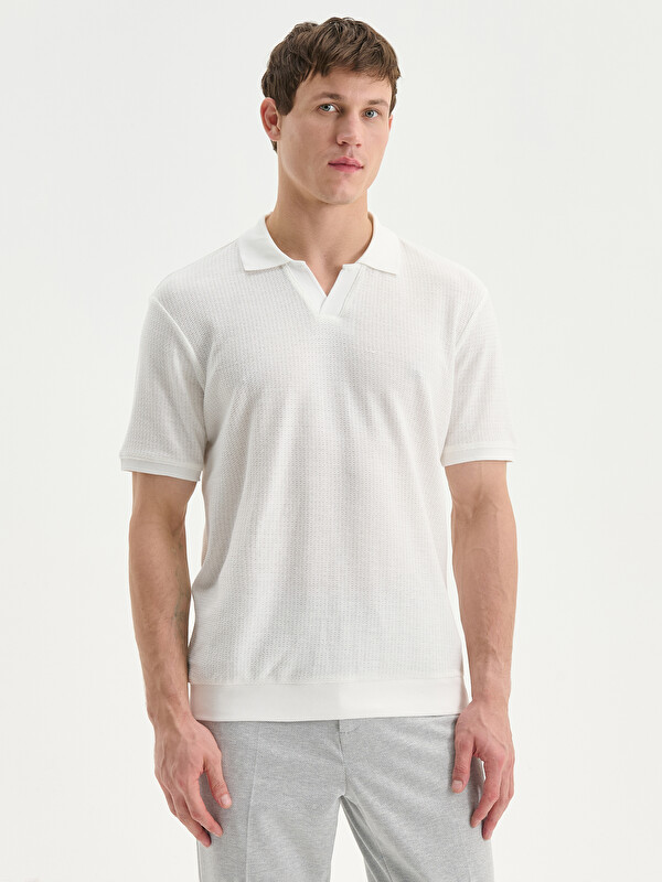 LCW Vision Polo Neck Men's Textured T-Shirt