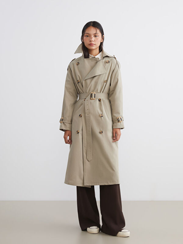 louren♡ volume flare trench coat Long trench coat with patent leather effect - RUNWAY, coffee | Max