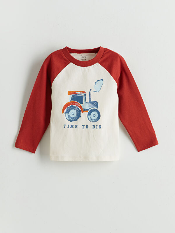 ❥COCÖ　く、ぴ LCW baby Bej Bisiklet Yaka Baskılı Erkek Bebek Pijama Takım