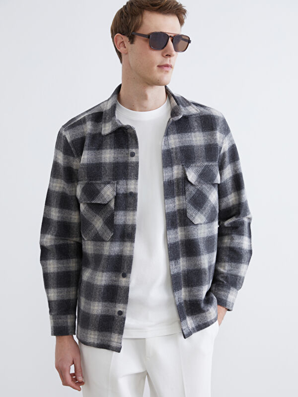 SOUTHBLUE 
Regular Fit Ekose Yün Karışımlı Erkek Oduncu Gömlek
