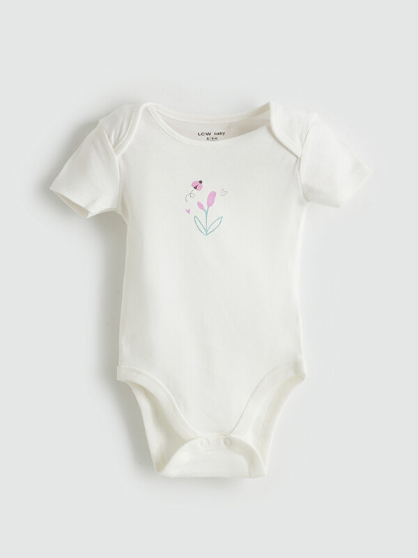 LCW baby Baskılı Kız Bebek Çıtçıtlı Body