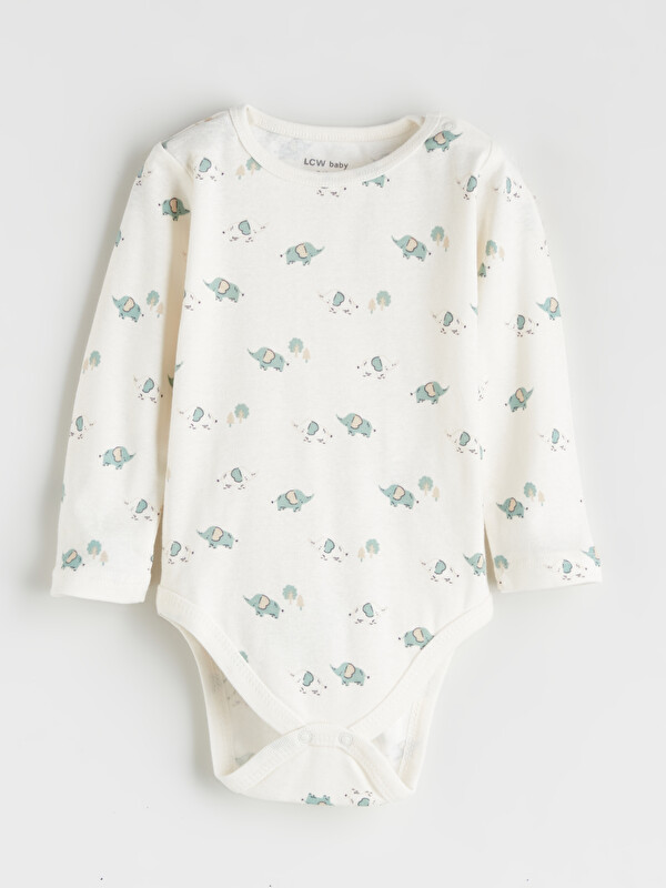 LCW baby Bisiklet Yaka Baskılı Erkek Bebek Çıtçıtlı Body