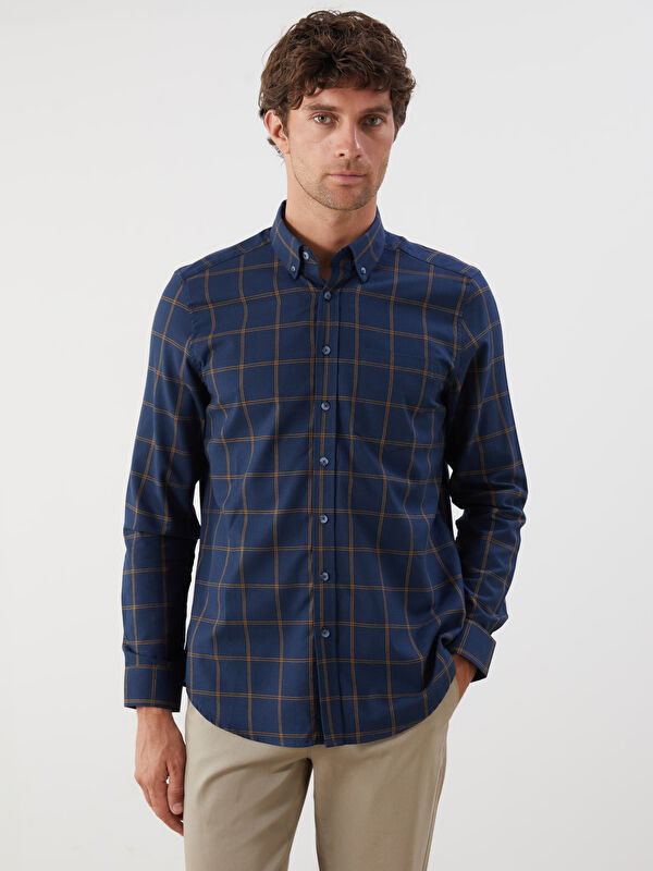 LCWAIKIKI Classic Regular Fit Long Sleeve Plaid Men's Shirt