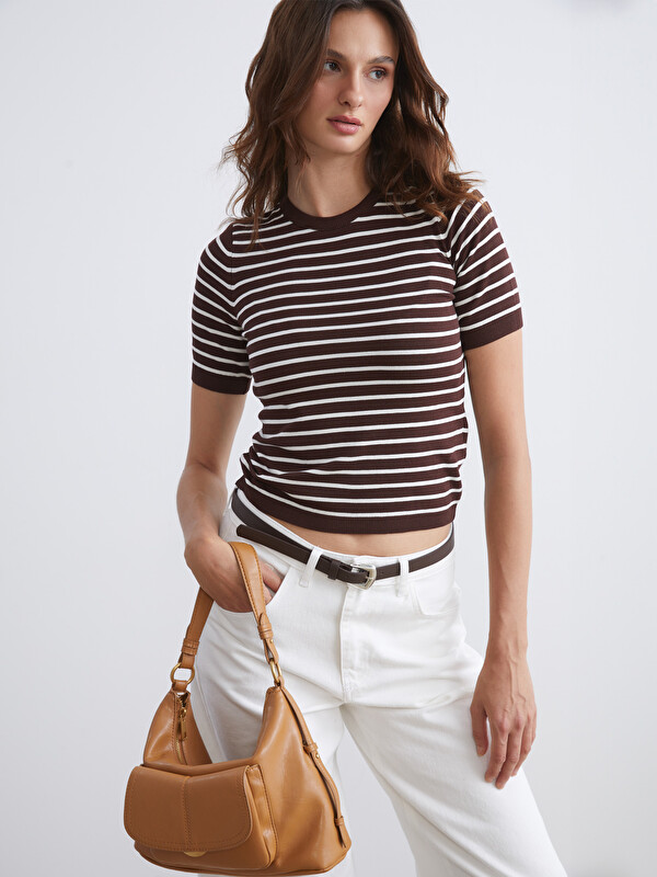 LCW Vision Crew Neck Striped Women's Knitwear Sweater