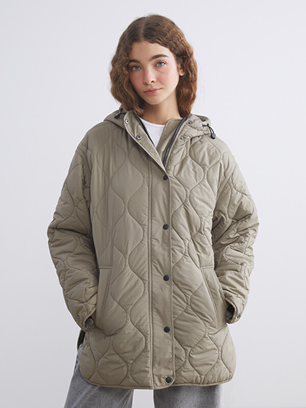 マリモ LCW Modest Kapüşonlu Kapitone Oversize Kadın Ceket - W3BI97Z8-V6Z