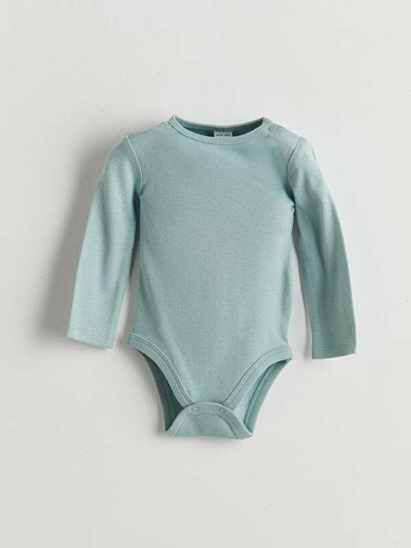 LCW baby Bisiklet Yaka Basic Erkek Bebek Çıtçıtlı Body