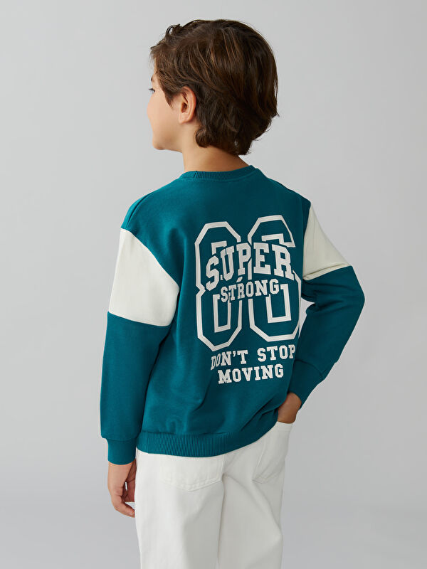 LCW Kids Bisiklet Yaka Baskılı Erkek Çocuk Sweatshirt