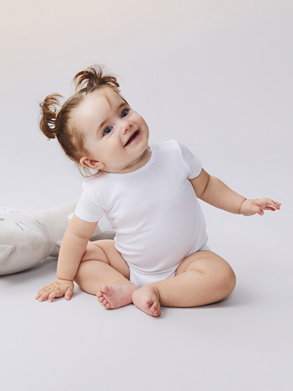 LCW baby Bisiklet Yaka Kız Bebek Çıtçıtlı Body