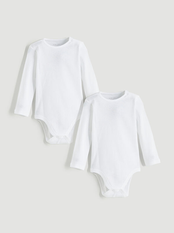 LCW baby Bisiklet Yaka Basic Kız Bebek Çıtçıtlı Body 2'li