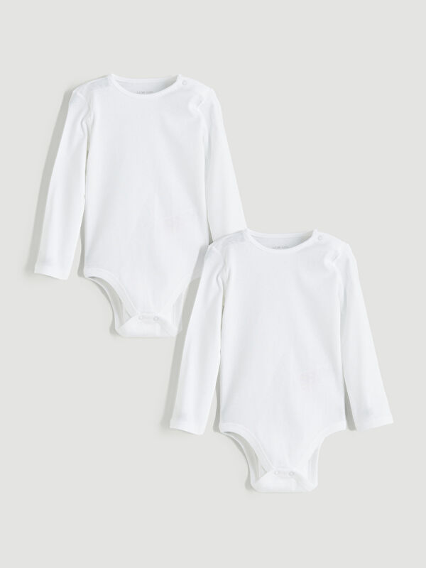 LCW baby Bisiklet Yaka Uzun Kollu Kız Bebek Çıtçıtlı Body 2'li