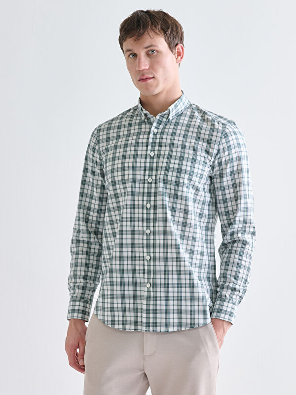 LCWAIKIKI Classic Regular Fit Uzun Kollu Ekose Poplin Erkek Gömlek