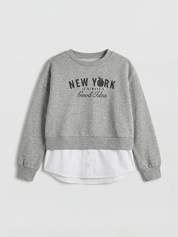 LCW Kids Свитшот для девочек с принтом New York и круглым вырезом