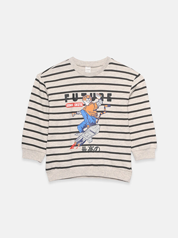LCW Kids Crew Neck Striped Boys' Sweatshirt