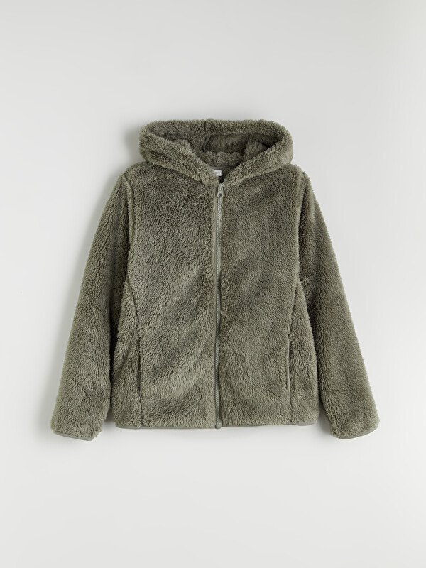 LCW Kids Hooded Plush Girls' Zip-Up Sweatshirt