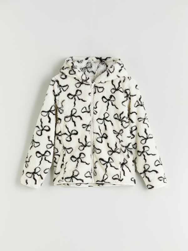 LCW Kids Kapüşonlu Pelüş Kız Çocuk Fermuarlı Sweatshirt